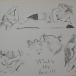 Disegno a matita con figure umane in pose affettuose e sovrapposte, dedicate al tema dell’amore.
