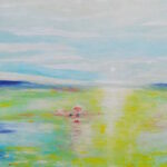 Riccardo Cervelli, Tributo agli impressionisti, paesaggio d’acqua con ninfee e luce vibrante