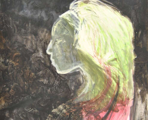 Olio e tecnica mista su tela libera, non intelaiata, cm. 100x80