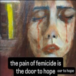 Dipinto espressionista contemporaneo raffigurante il primo piano del volto di una donna con gli occhi chiusi e lacrime rosse, realizzato con pennellate materiche nei toni del bruno, ocra e un dettaglio giallo luminoso sullo sfondo.