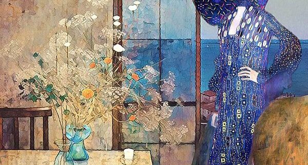 Opera di DAria Faggi. un collage digitale che omaggia Klimt